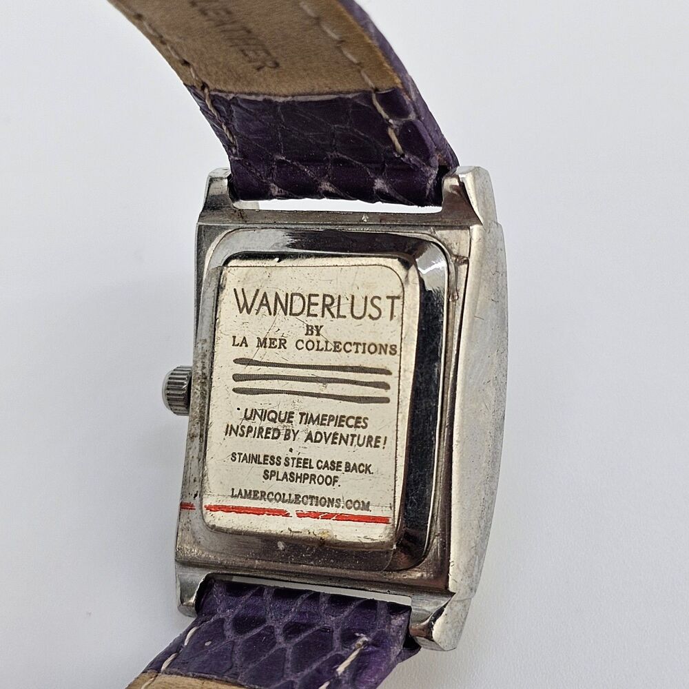 La Mer Collection Women's Watch 22MM White Dial Purple Leather Bands New Battery - Picture 6 of 14